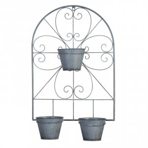 Summerfield 10018892 Rustic Iron Trellis With Three Pots