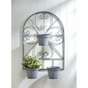 Summerfield 10018892 Rustic Iron Trellis With Three Pots