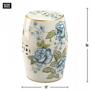 Accent 10019059 Romantic Floral Decorative Ceramic Stool