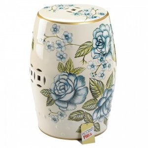 Accent 10019059 Romantic Floral Decorative Ceramic Stool