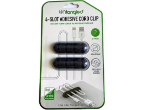 Bulk SC765 Untangled 2 Pack Black 4 Slot Adhesive Bar Cord Clip