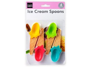 Bulk HB629 4 Pack Plastic Ice Cream Spoons