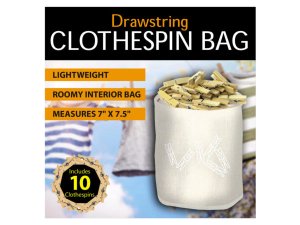 Bulk HC485 Drawstring Clothespin Bag With 10 Wooden Pins