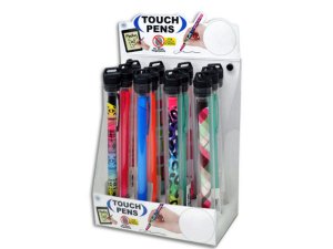 Bulk EN967 Assorted Print Stylus Touch Pens In Countertop Display