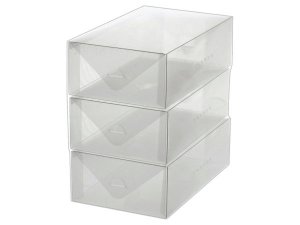 Bulk HL402 3 Pack Clear Stackable Shoe Box Storage