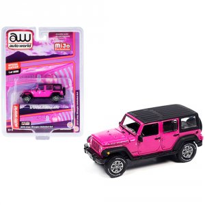 Autoworld CP7753 2018 Jeep Wrangler Rubicon Unlimited 4x4 Pink With Bl