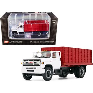 First 60-0914 Gmc 6500 Grain Truck White And Red 164 Diecast Model By 