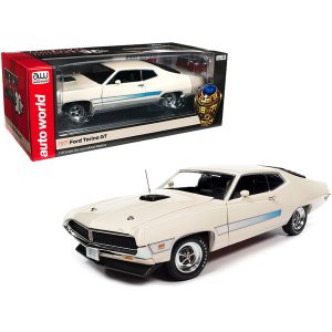 Autoworld AMM1256 1971 Ford Torino Gt Wimbledon White With Blue Laser 