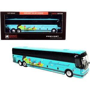 Iconic 87-0274 Prevost X3-45 Coach Bus Dallas Greyhound Go Far Turquoi