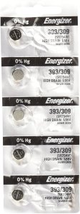 Energizer SR754W 393 Silver Oxide Watch Battery 5 Pack