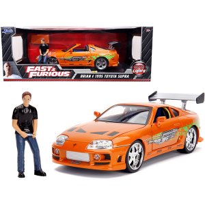 Jada 31139 1995 Toyota Supra Orange Metallic With Lights And Brian Fig