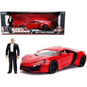 Jada 31140 Lykan Hypersport Red With Lights And Dom Figurine Fast  Fur