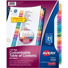 Avery AVE 11129 Averyreg; Ready Index 1-31 Tab Custom Toc Dividers - 3