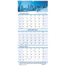 House HOD 3638 Scenic 3-month Wall Calendar - Julian Dates - 1.2 Year 