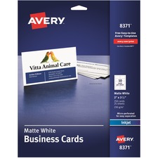 Avery 8371 Averyreg; Inkjet Business Card - White - 97 Brightness - A8