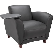 Lorell LLR 68953 Reception Seating Chair With Tablet - Black Leather S