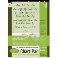 Pacon PAC 945510 Ecology Recycled Chart Pad - 70 Sheets - Plain - Stri