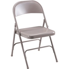 Lorell LLR 62500 Steel Folding Chairs - Beige Steel Seat - Beige Steel