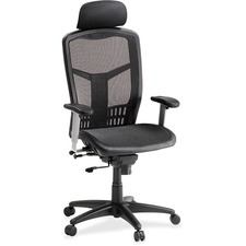 Lorell LLR 60324 Ergomesh Series High-back Mesh Chair - Black Mesh Sea