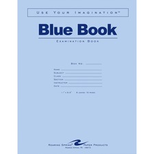 Roaring ROA 77517 Roaring Spring 8 - Sheet Blue Examination Book - Let