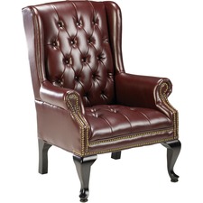 Lorell LLR 60605 777 Qa Queen Anne Wing-back Reception Chair - Burgund