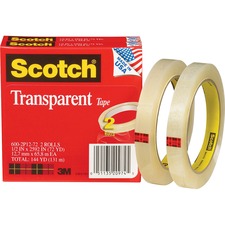 3m MMM 6002P1272 Scotch Transparent Tape - 12w - 72 Yd Length X 0.50 W