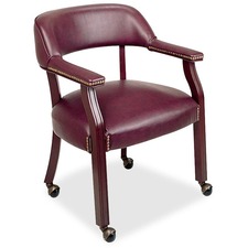 Lorell LLR 60601 Traditional Captain Side Chair With Casters - Burgund