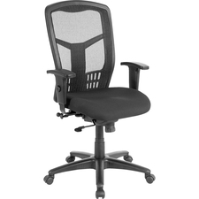 Lorell LLR 86205 Executive High-back Swivel Chair - Black Fabric Seat 