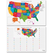 Pacon PAC 2206 Pacon Dry Erase Learning Board Maps - 11 X 17 - Usa Map