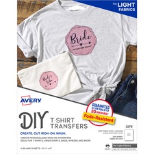 Avery AVE 3275 Averyreg; Inkjet Iron-on Transfer Paper - White - Lette