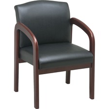 Lorell LLR 60470 Deluxe Faux Guest Chair - Black Faux Leather Seat - C