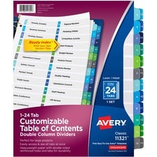 Avery AVE 11321 Averyreg; Two-column Table Contents Dividers Wtabs - 2