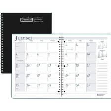 House HOD 26302 Black Cover Academic Monthly Planner - Monthly - 1.2 Y