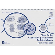 Pacon PAC 74630 Pacon Ruled Chart Tablet - 30 Sheets - Spiral Bound - 