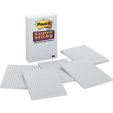 3m MMM 660SSGRID Post-it Grid-lined Notes, 4 In X 6 In, White With Blu