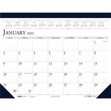 House HOD 1506 Deep Blue Print 18.5 Desk Pad Calendar - Julian Dates -