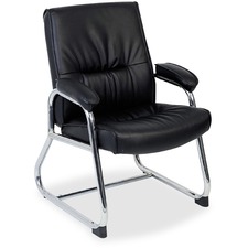 Lorell LLR 60504 Bridgemill Leather Guest Chair - Black Leather Seat -