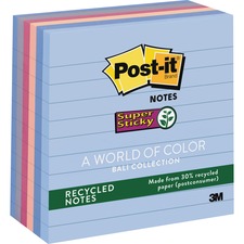 3m MMM 6756SSNRP Post-itreg; Super Sticky Lined Recycled Notes - Bali 