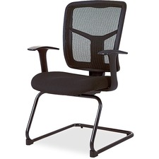 Lorell LLR 86202 Ergomesh Series Mesh Side Arm Guest Chair - Black Fab