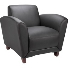 Lorell LLR 68952 Reception Seating Club Chair - Black Leather Seat - F