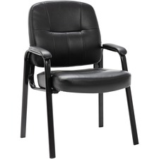 Lorell LLR 60122 Chadwick Executive Leather Guest Chair - Black Leathe