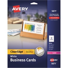 Avery 05871 Averyreg; Clean Edge Laser Business Card - White - 145 Bri