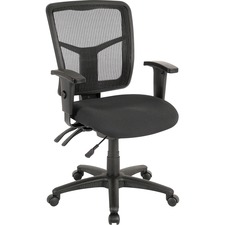 Lorell LLR 86201 Ergomesh Series Managerial Mid-back Chair - Black Fab