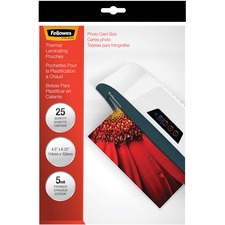 Fellowes 52010 Glossy Pouches - 5mil, Photo, 25 Pack - Sheet Size Supp