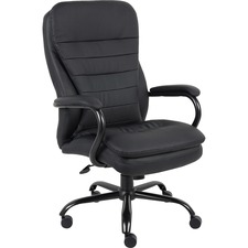 Lorell LLR 62624 Executive Chair - Black Leather Seat - 5-star Base - 