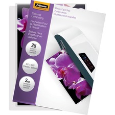 Fellowes 5208301 Glossy Pouches - Photo, 3 Mil, 25 Pack - Laminating P