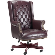 Lorell LLR 60603 Traditional Executive Swivel Chair - Oxblood Vinyl Se