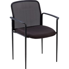 Lorell LLR 69506 Reception Side Guest Chair - Black Seat - Mesh Back -