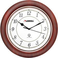 Lorell LLR 60986 13-14 Round Wood Wall Clock - Analog - Quartz - White