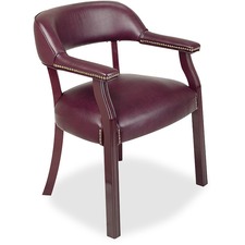 Lorell LLR 60600 Traditional Captain Side Chair - Burgundy Vinyl Seat 